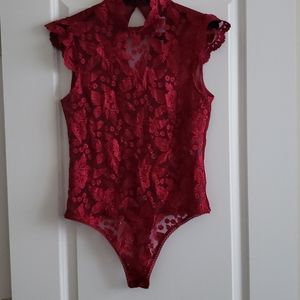 Burgundy Lace Bodysuit